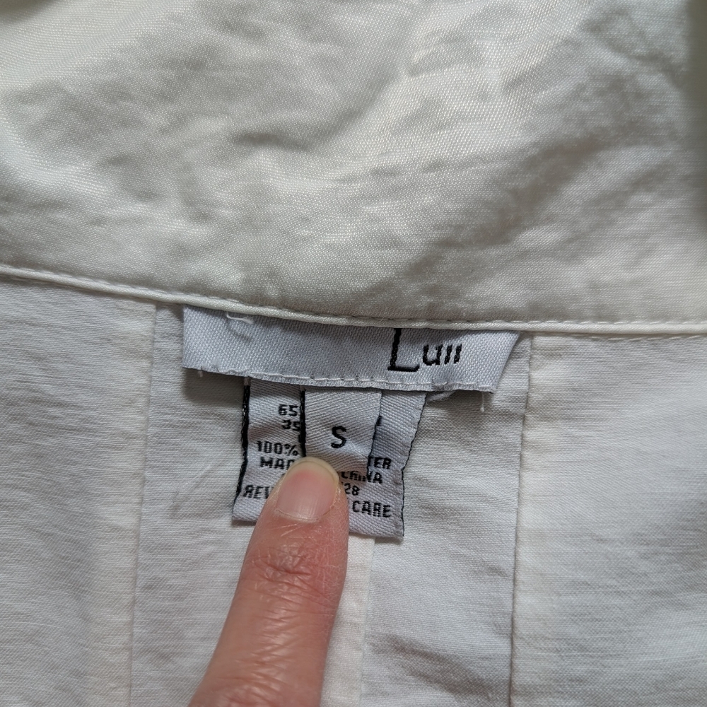 Luii White High Collar Half Sleeve Jacket Size Small - Picture 9 of 11